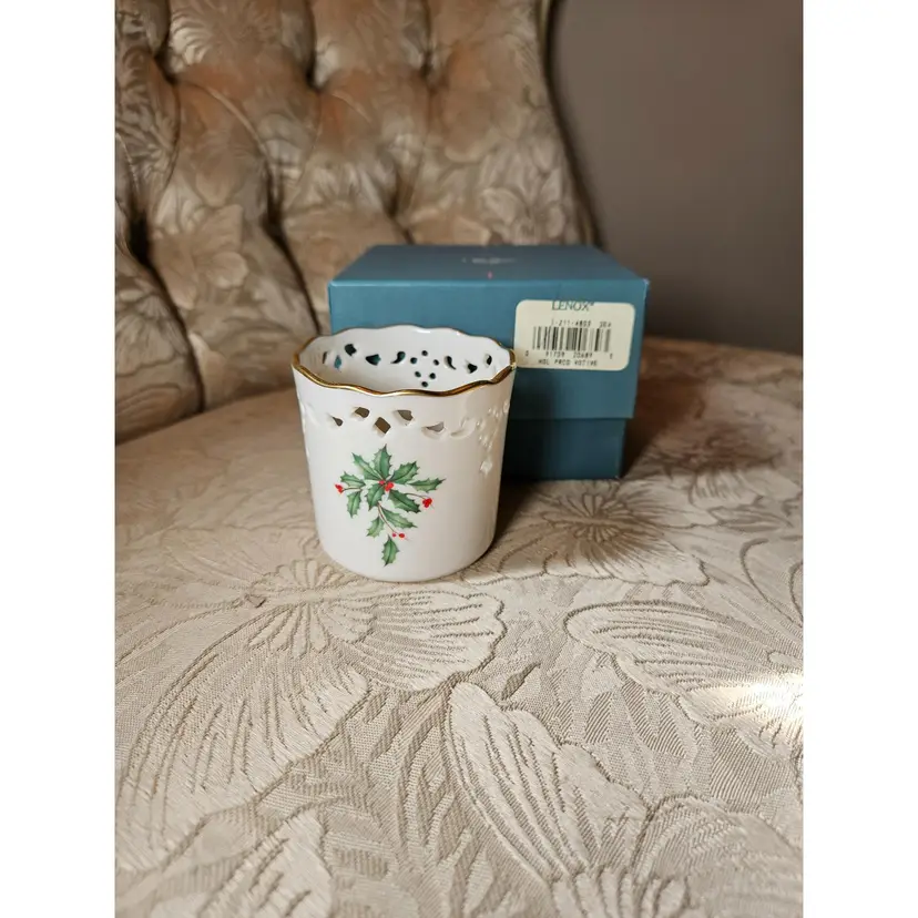 Lenox Christmas Votive Holder with Holly Design