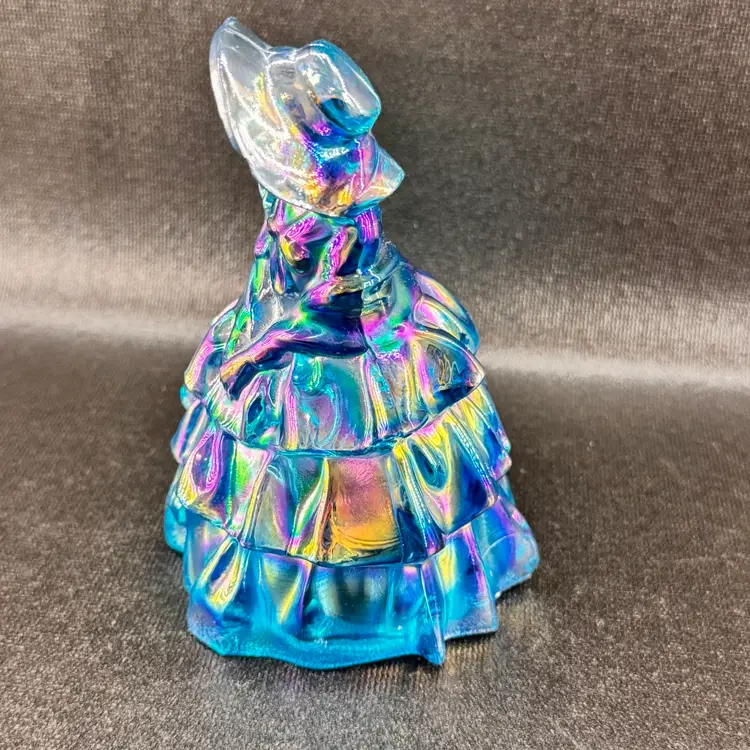 Wheaton Iridescent Blue Carnival Glass Southern Belle Figurine