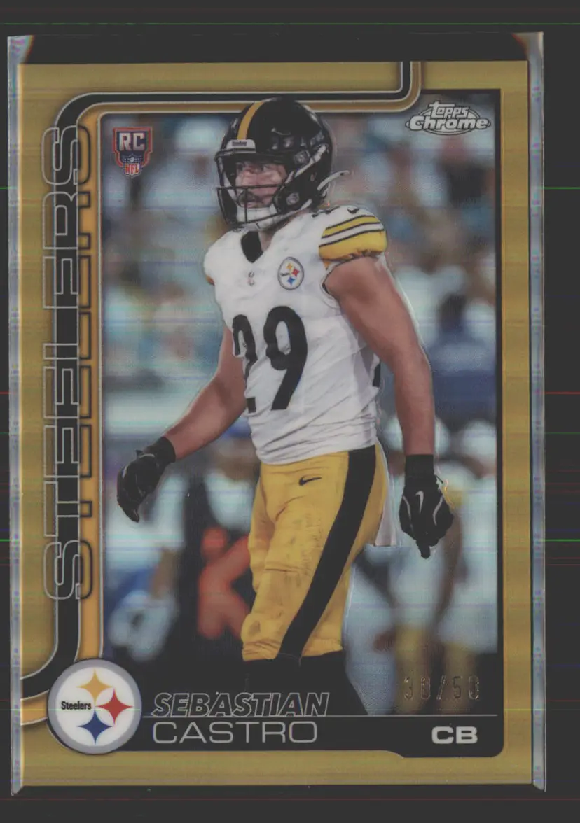 Sebastian Castro #/50 2025 Topps Chrome Gold Refractor #370 - (142) - Pittsburgh Steelers