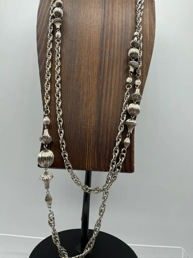 Vintage Silver Tone Belt 52”