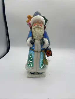 Kurt Adler Winterclaus Collection Santa Figurine with Lantern & Toy Sack 11.5”
