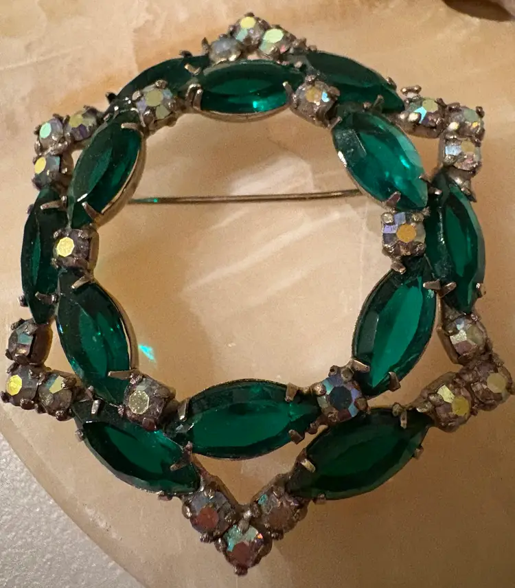 Vintage Rhinestone Holiday Brooch
