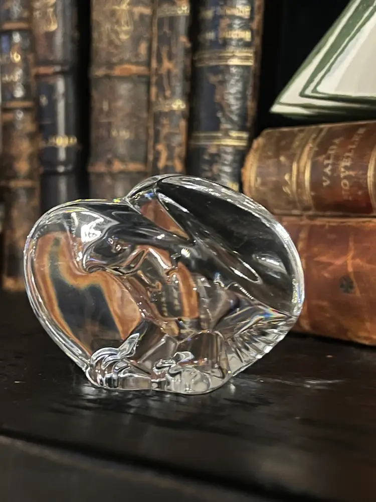 Steuben Signed Crystal Glass Majestic Eagle Paperweight Figurine.