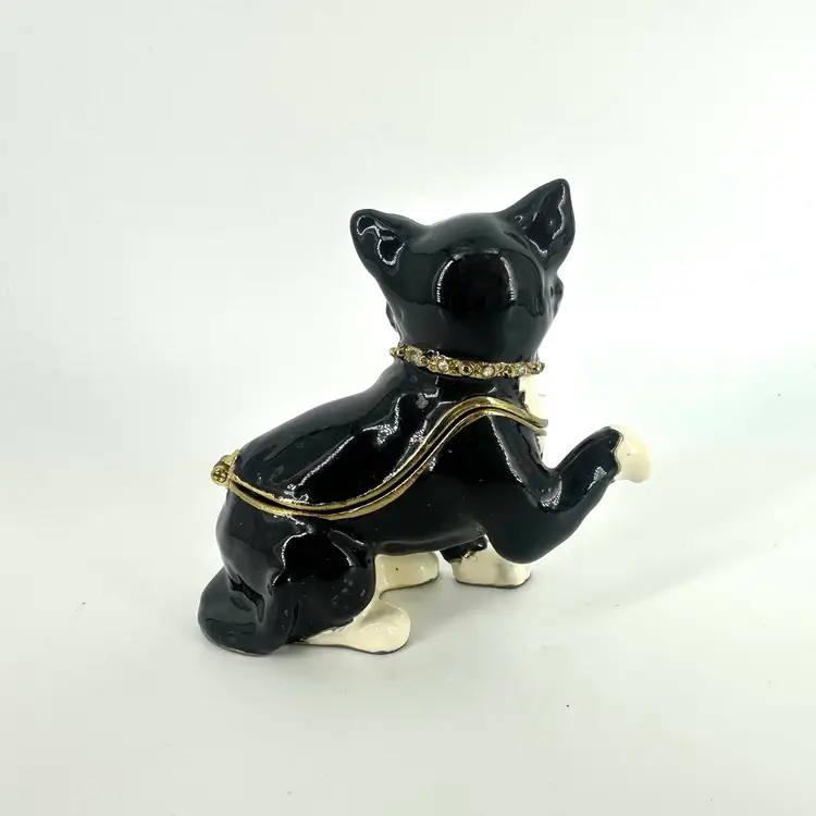 Enamel Cat Magnetic Trinket Box