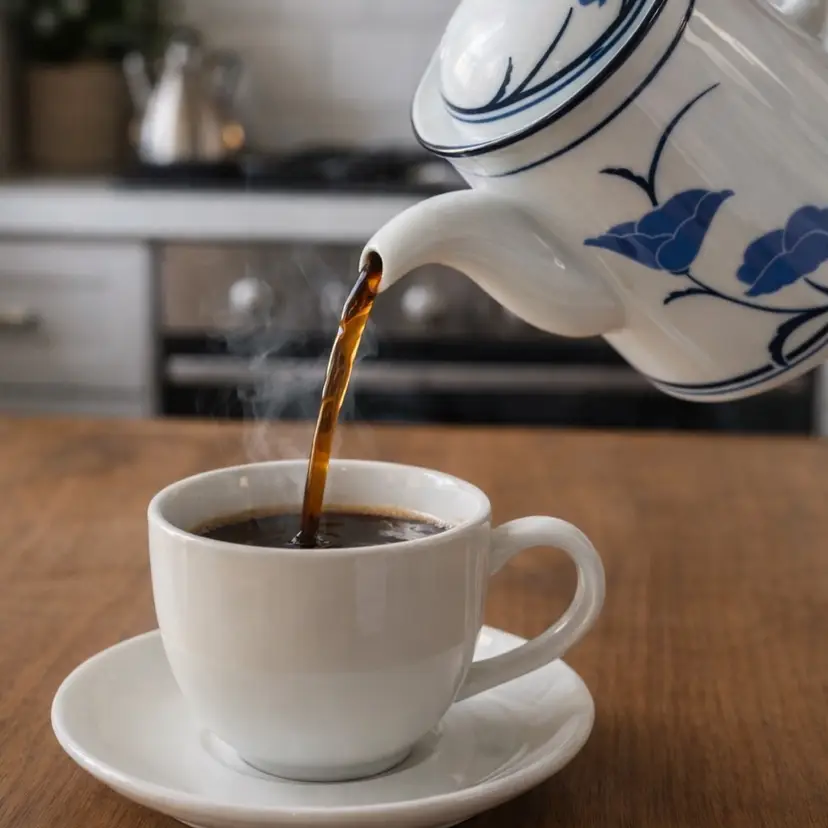 BELLES FLEURS BLUE by Dansk Coffee Pot 8" tall NEW NEVER USED made in Japan