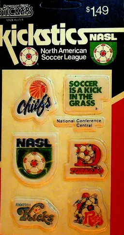 NASL Soccer Kickstics 1979 Stickers NOS on Card