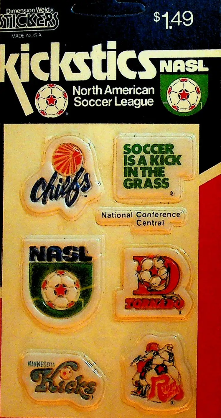 NASL Soccer Kickstics 1979 Stickers NOS on Card