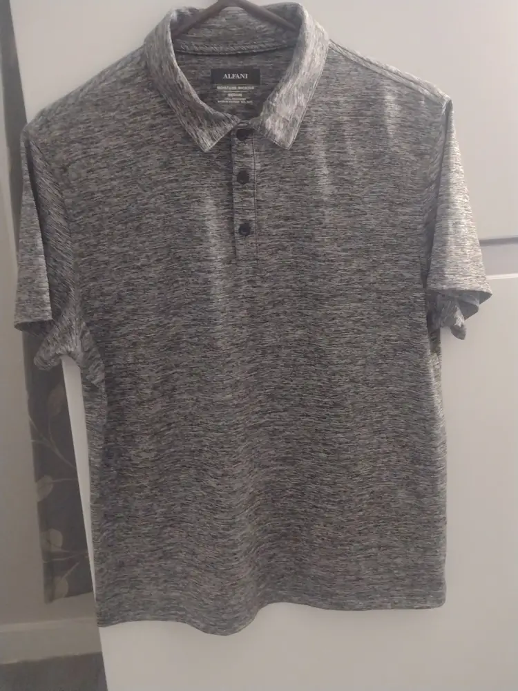 Alfani Gray Textured Polo Shirt Size Medium.