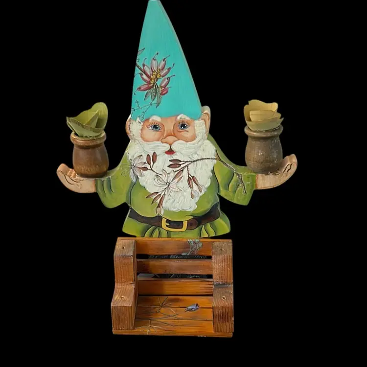 Vintage Wood 2nd Gnome Stand Up Figurine
