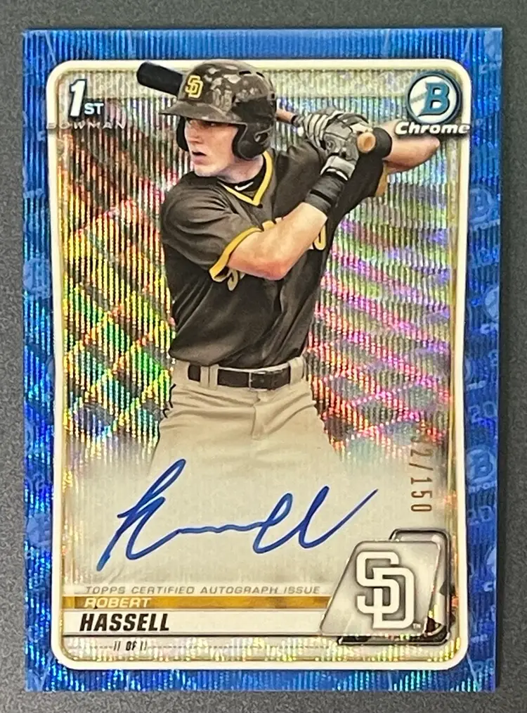 2020 Bowman Draft Robert Hassell 1st Blue Wave Refractor Autograph/150