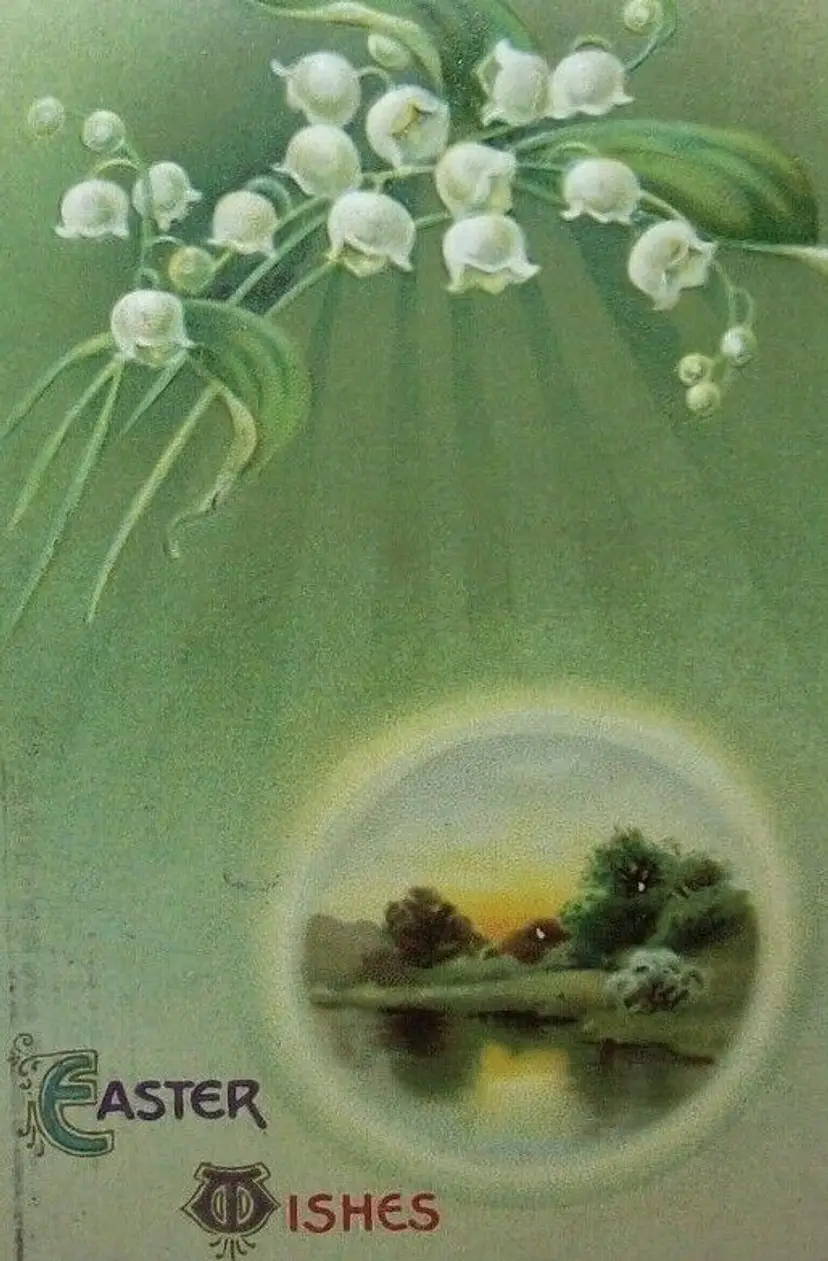 Easter Postcard John Winsch Lake Sunset Lilly Series 2418 Vintage 1912 Original