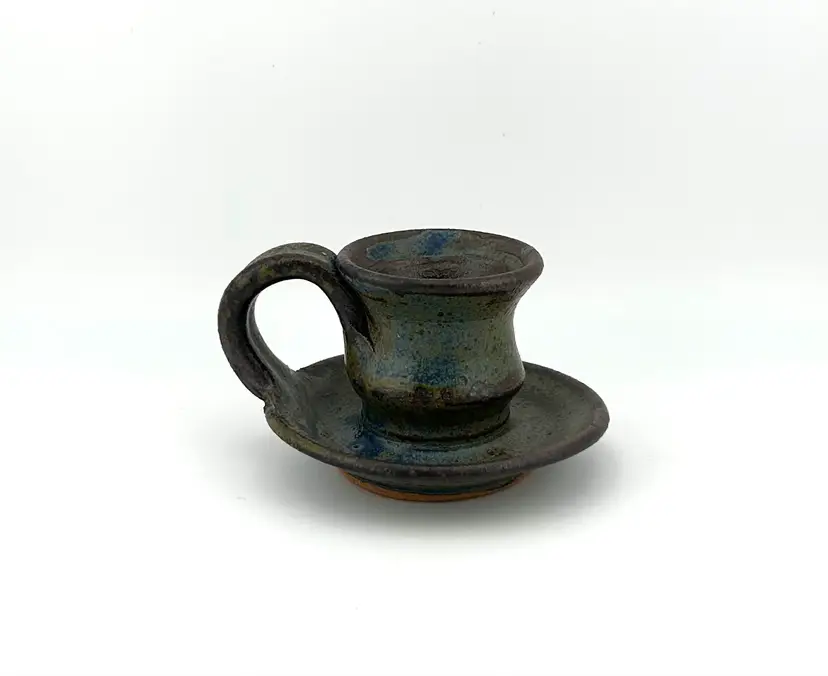Small Studio Pottery Candle Holder 3.5”x 3.25”x 2”