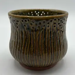 505 off was $12 Pretty Grass Pottery Planter Signed SJW ‘97