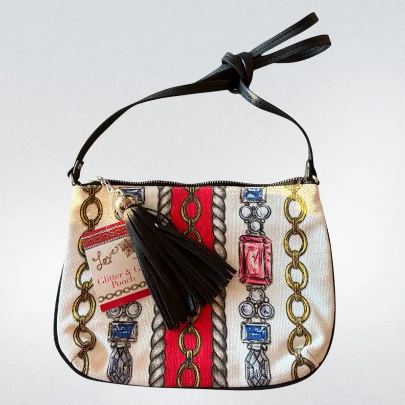 Brighton Glitter And Go Pouch Purse Crossbody Tom Clancy Bag Canvas NWT