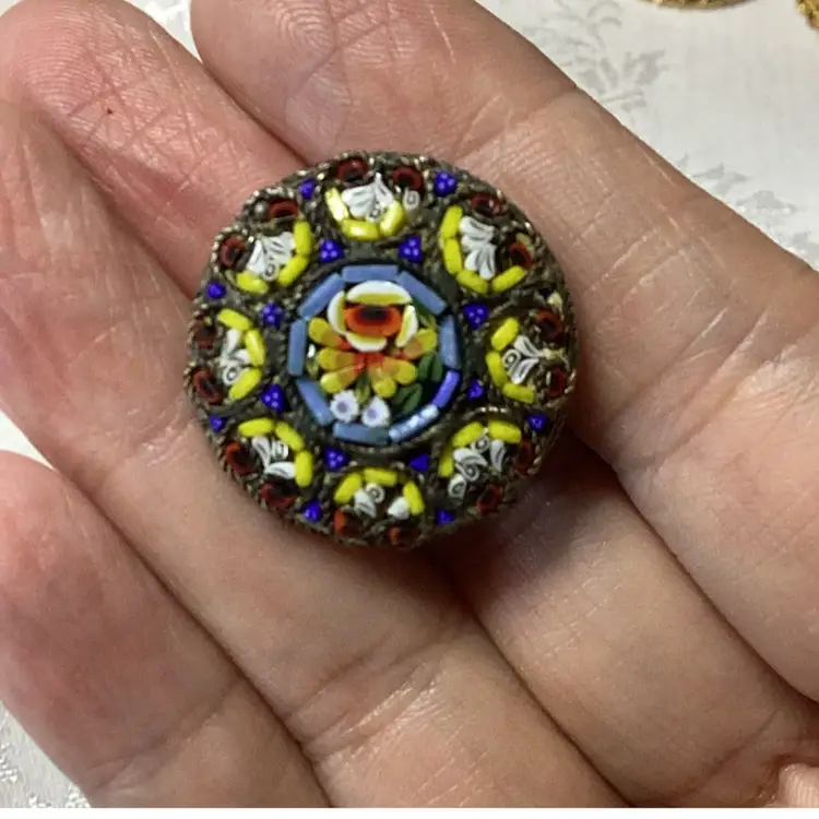 Vintage Micromosaic Brooch 1”