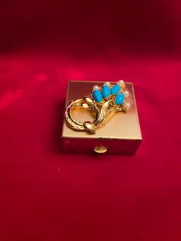 Small Square Brass Colored Trinket Box