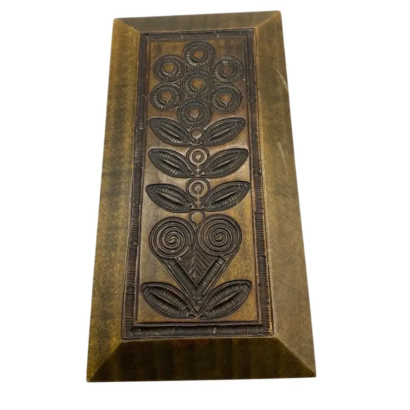 Vintage Hand-Carved Hinged Wood Dresser/Keepsake Box, Handmade in Krakow, Poland