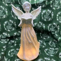 Porcelain Angel Holding Book Glows Steady Soft White Or Multi Color