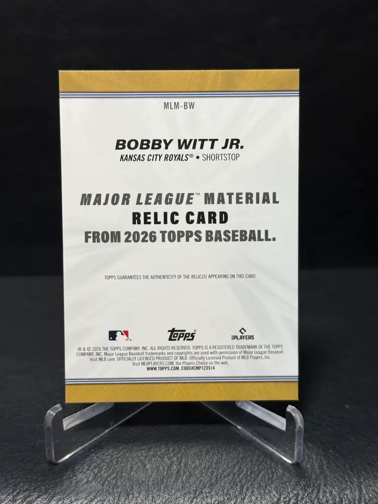 Bobby Witt Jr. 2026 Topps Series 1 #MLM-BW Kansas City Royals Relic card