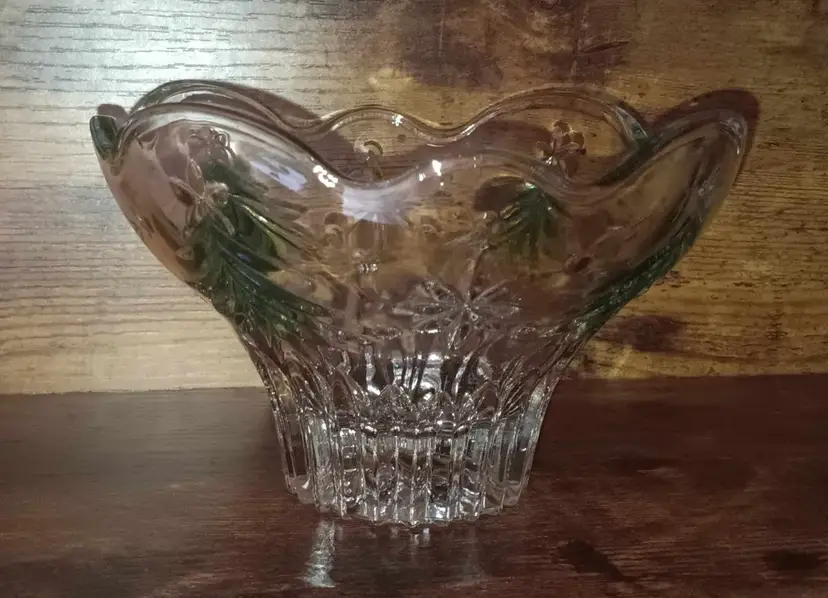 Crystal Glass Christmas Tree Etched Bowl