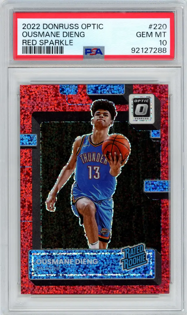 2022 Donruss Optic OUSMANE DIENG Rated Rookie Red Sparkle Prizm #220 THUNDER PSA 10 GEM MT