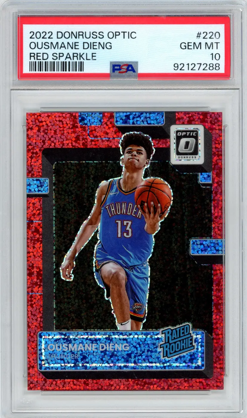 2022 Donruss Optic OUSMANE DIENG Rated Rookie Red Sparkle Prizm #220 THUNDER PSA 10 GEM MT