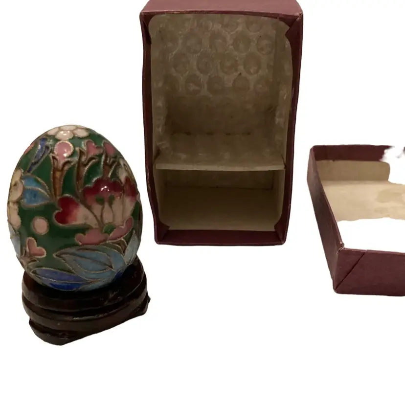 Small Cloisonné Egg On Wooden Stand