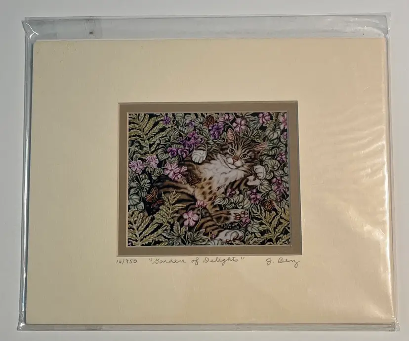 Jan Benz Fine Art Watercolor Print “Garden of Delights” Matted Signed #16/950