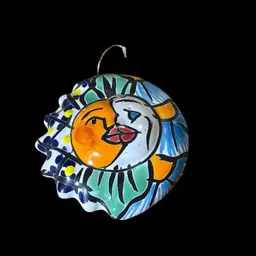 #Talavera Sun & Moon Lovers Handpainted Pottery Ornament - 3.5” Diameter