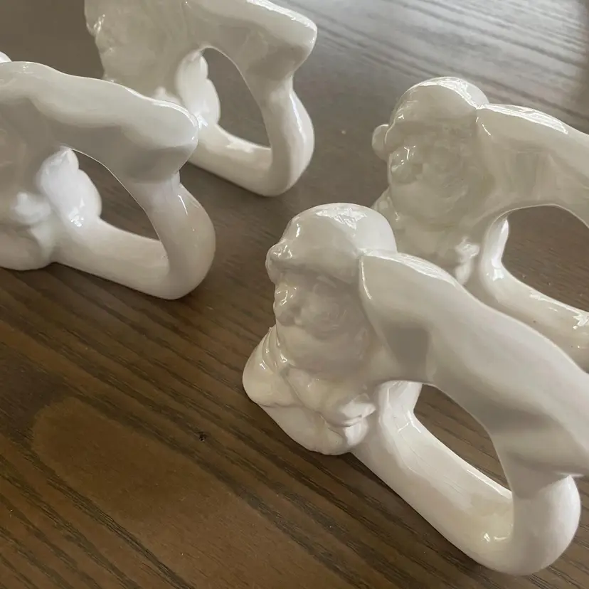 Vintage Ceramic Christmas Santa Napkin Rings