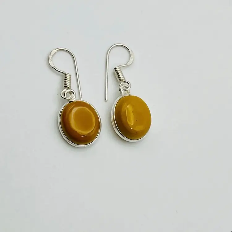 Mookaite Jasper Earrings in Sterling Silver Finish (043)