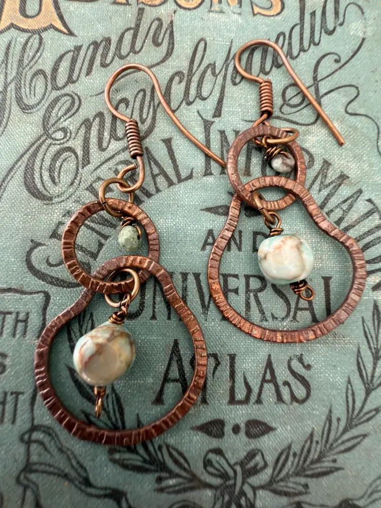 Boho Mixed Metal And Calcite Beads Hoop Earrings