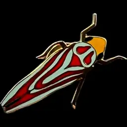 Red Banded Leafhopper Bug Pin By WM Spear Design 1.25”