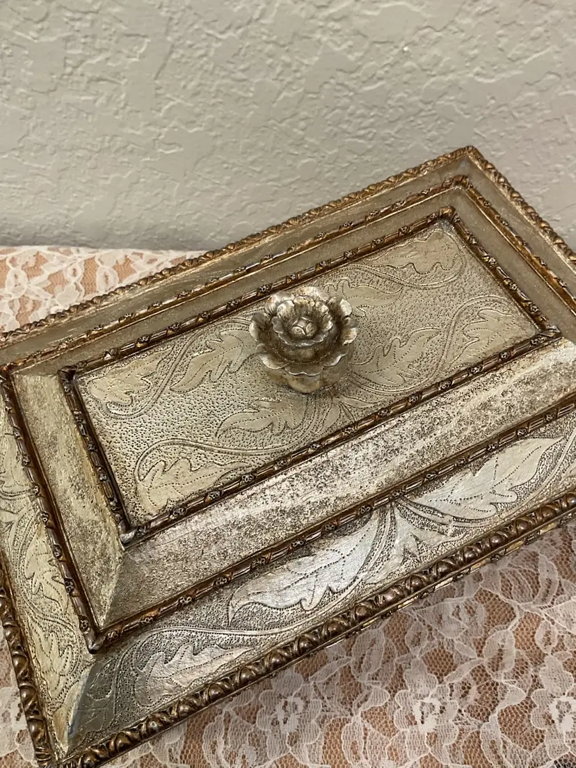 Gold Ornate Resin Trinket Box 11”