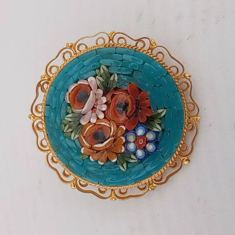 Vintage Capri micromosaic brooch