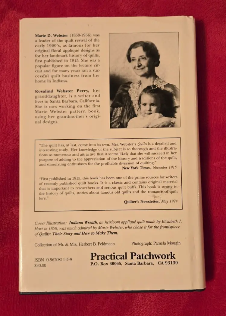 Quilts: Their Story and How to Make Them by Marie D. Webster 1990 New Edition