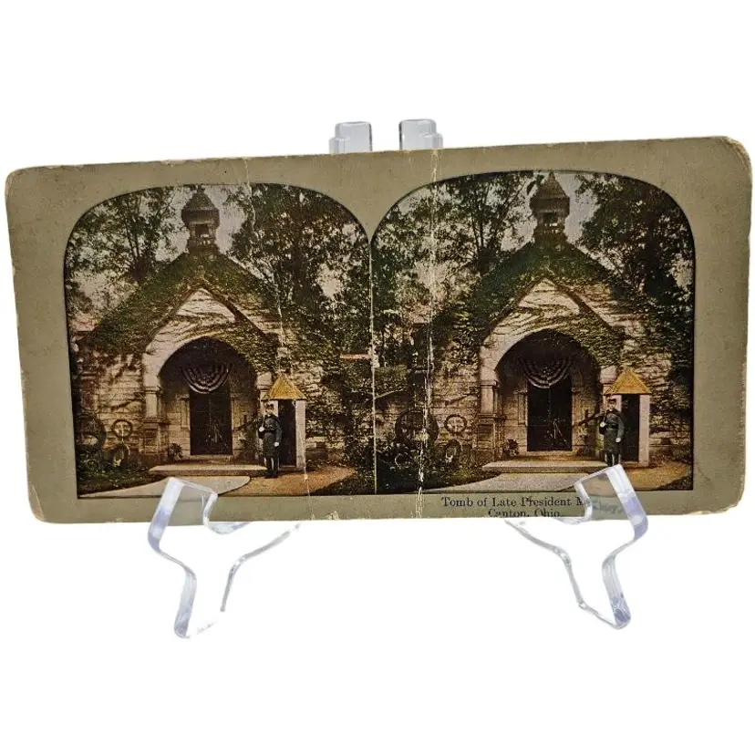 Antique Stereoview Card of President McKinley's Tomb