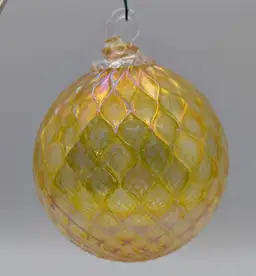 Artisan Glass Ornament Gold Iridescent with Glass loop