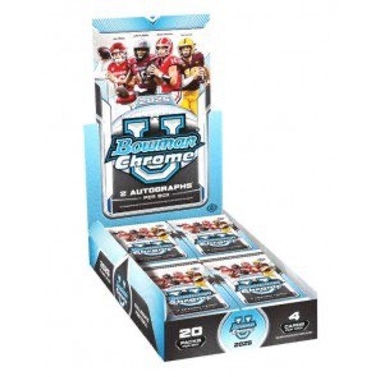 2025 Bowman Chrome University Football 12 Hobby Box (case) PYT Live Rip #1 MBB1657