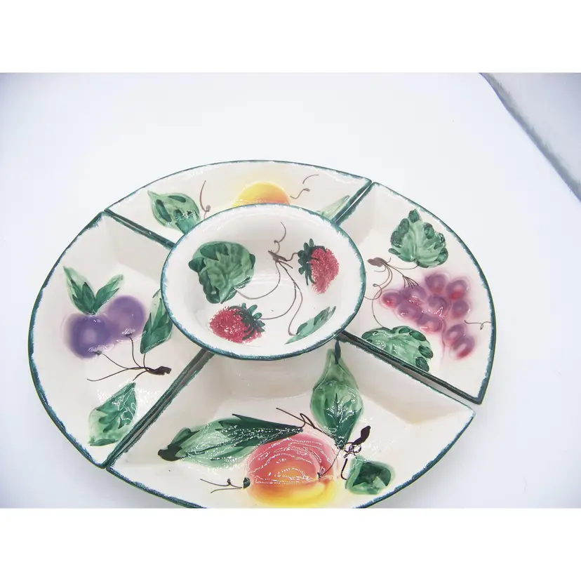 Vintage Italian Ceramic Serving Set Hand Painted Toscany 5 pieces