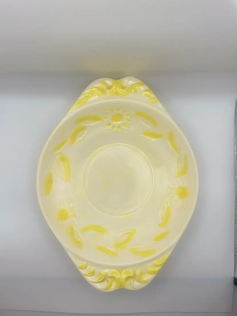 Pretty Yellow Ceramic Serving Dish 10”x 7”