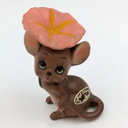 Vintage Josef Originals Mouse Figurine with Flower