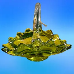 Viking Green Glass Basket With Clear Handle