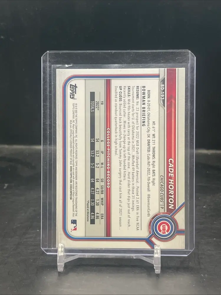 2022 Bowman Draft Cade Horton 1st Bowman Chicago Cubs