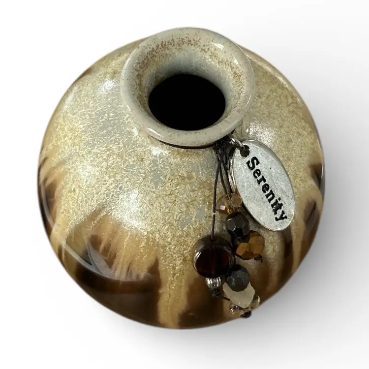 Glazed And Beaded Serenity Round Bud Vase