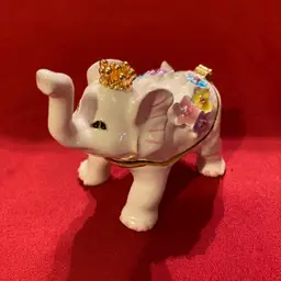 14. Metal Enamel Stoned Elephant Trinket Box