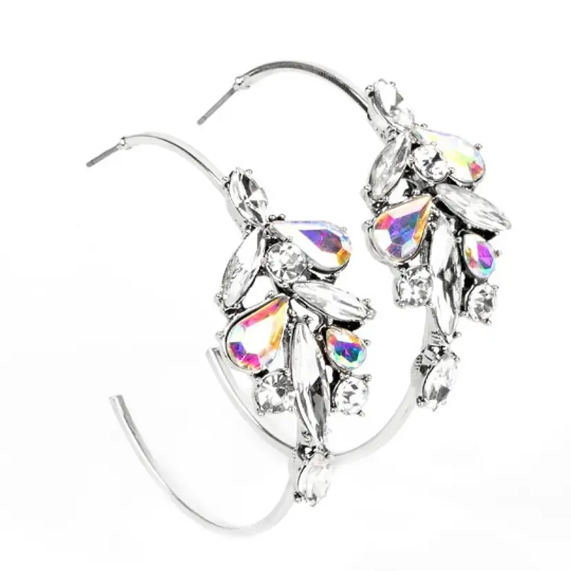 Iridescent Crystal Hoop Earrings