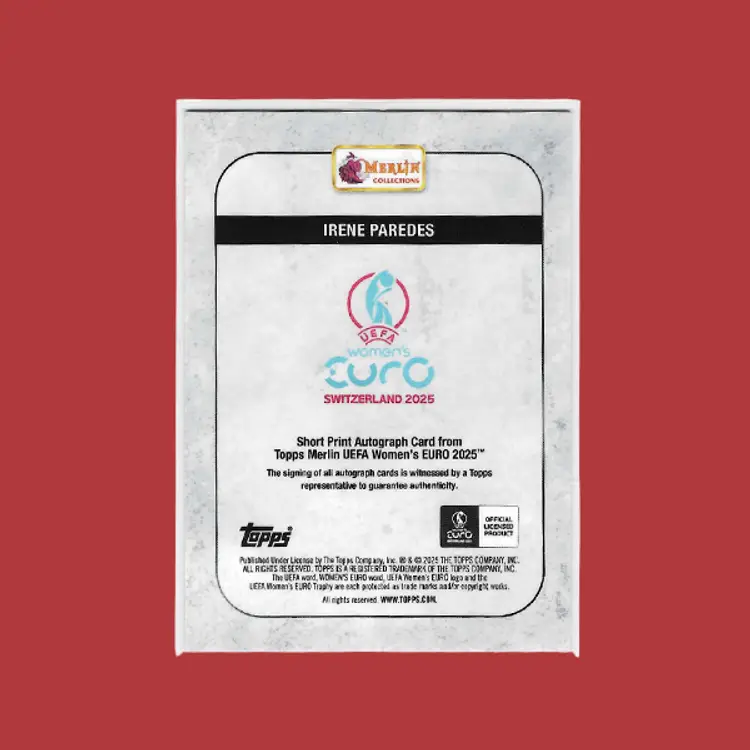 2025 Topps Merlin UEFA Women's Euro Nation Short Print Irene Paredes Auto /10