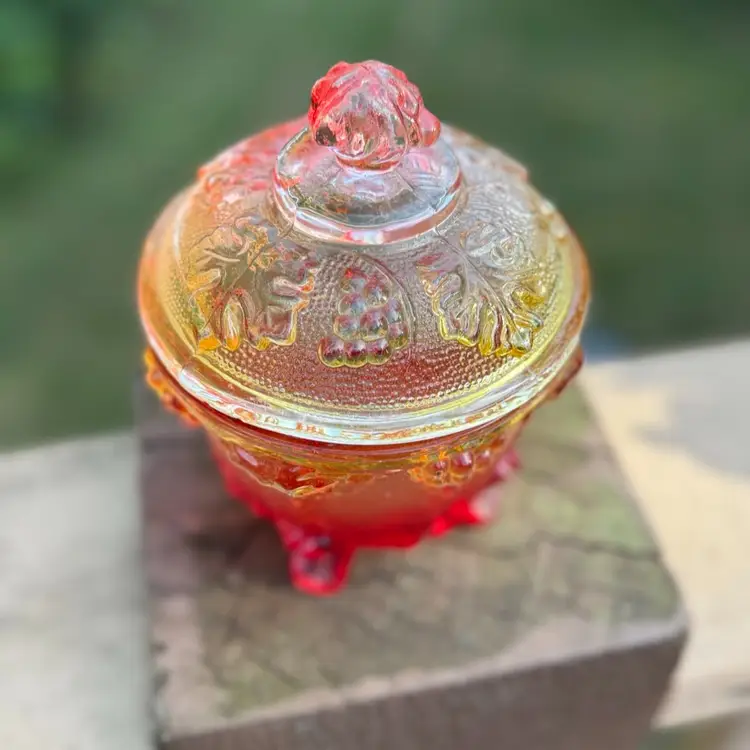 Vintage Jeanette Glass Amberina Candy Or Trinket Dish