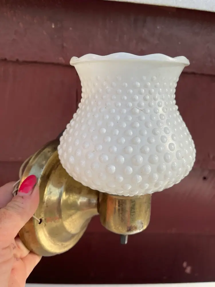 Vintage Hobnail Milk Glass Light Fixture